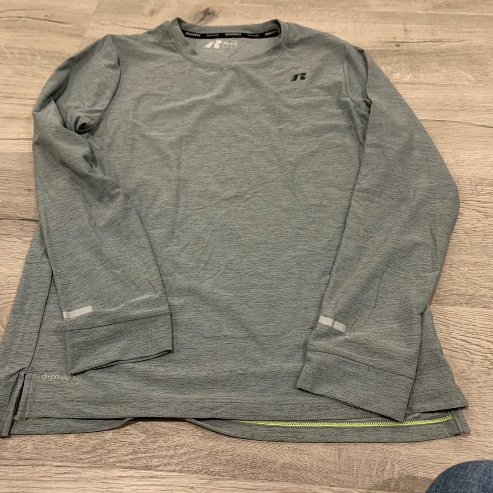 Boy's XL 14/16 Dri-Power Russell Gray Long Sleeve Shirt NWT